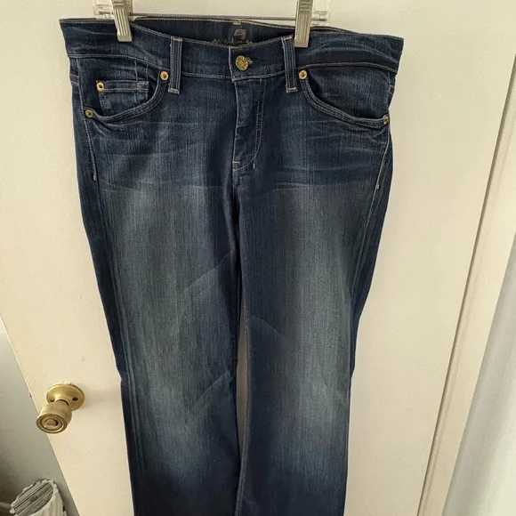 7 For All Mankind Dark Blue Straight Leg Dojo Jeans - sz 29 like new - Picture 2 of 5